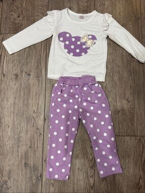 Minnie Mouse two piece set, purple polka dot